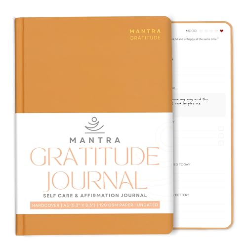 Gratitude Journal For Women & Men - Mental Health, Self Love & Self Care Journal - Orange - 5.8" x 8.3" - Mantra Planner - color: Orange