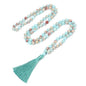 8MM Beads Chakra Long Mala Necklace Natural Stone Meditation Statement Necklace Japa Yoga Buddhist Rosary Prayer Charm Beaded Tassel Necklace - color: Shoushan Stone