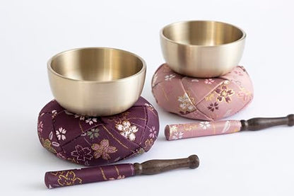 Orin Bell Japanese Buddhist Bell,Mat,bar Set Made in Japan Takaoka, Pink,2.99inch