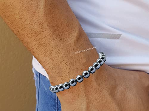 Amazing Gemstone Crystal Bracelet for Women Men's Gifts - Protection Healing Crystal Bracelet - 8mm Gemstone Beaded Stretchable Bracelet Pulseras Para Hombres Mujer Stocking Stuffers Mothers Day Gift (Black Pearl) - color: Black Pearl