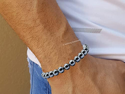 Amazing Gemstone Crystal Bracelet for Women Men's Gifts - Protection Healing Crystal Bracelet - 8mm Gemstone Beaded Stretchable Bracelet Pulseras Para Hombres Mujer Stocking Stuffers Mothers Day Gift (Black Pearl) - color: Black Pearl