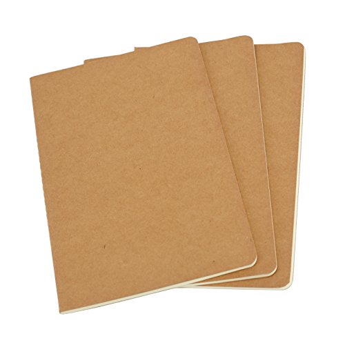 Set of 3 Kraft Cover Journals: 8.25x5.5 inches, 100gsm Ivory Pages, 30 Sheets (60 Pages), Blank, DIY-friendly, and Versatile for Daily Use - size: A5, style: Plain