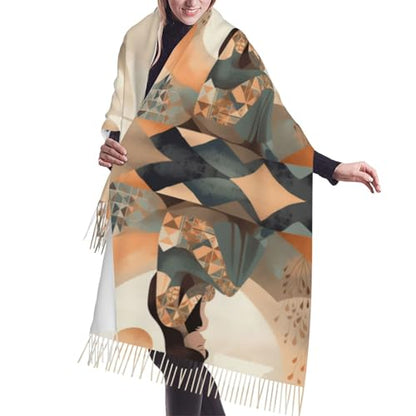 Meditation Scarf for Women Winter Warm Scarves, Cashmere Feel Tassel Fashion Scarfs, Pashmina Shawl and Wraps