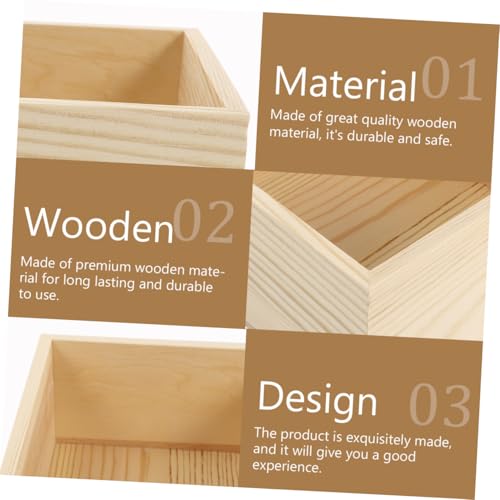 Tofficu 4pcs Small Wooden Storage Box Diy Wooden Storage Box Without Lid Cube Container Boys and Girls Toy Organizer Decorative - size: 15X15X7.2CM