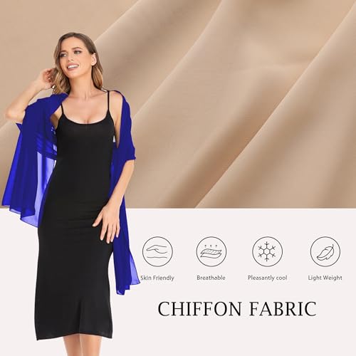 Shawls and Wraps for Evening Dresses Sheer Chiffon Women Elegant Soft Silky Wraps Wedding Bridal Scarf - color: Royal Blue, size: 79*18‘’