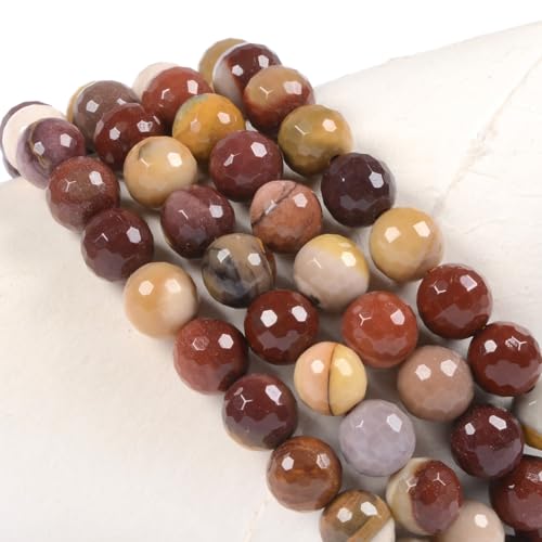 Justinstones Gem Semi Precious Gemstone 8mm Round Beads Stretch Bracelet 7 Inch Unisex - color: Faceted Mookaite Jasper