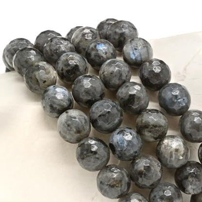 Justinstones Gemstone Crystals Chakra Beads Bracelet Crystal Healing 10mm Round Stretchable Bracelet for Her Gift - color: Faceted Larvikite