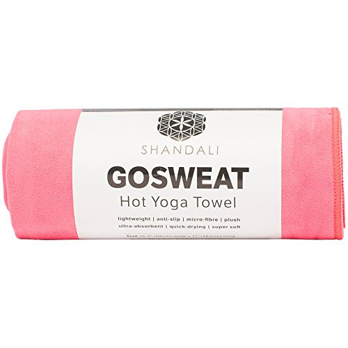 Shandali GoSweat Non-Slip Hot Yoga Towel with Super-Absorbent Soft Suede Microfiber in Many Colors, for Bikram Pilates and Yoga Mats. - color: Lemonade Pink, size: 26.50" x 16.00"