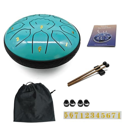 Rain Drum for Outside Garden, MIUYA 6 Inch 11 Notes Steel Tongue Drum for Adults, Beginner Percussion Instrument for Meditation Yoga, Macaron Mint - color: Macaron Mint