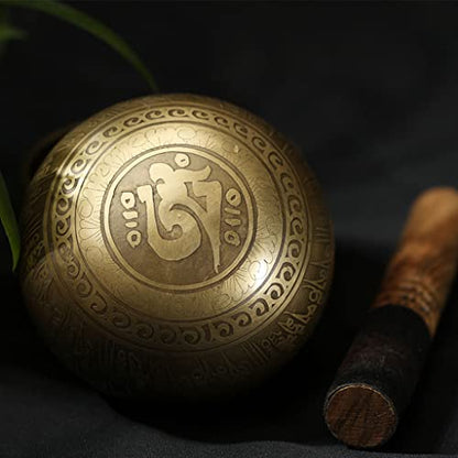 Handmade Singing Bowl Meditation Sound Bowl Yoga Meditation Sound Therapy Bowl Meditation Bowl Ornament for Healing Prayer，9.5cm