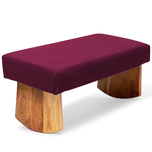 Meditation Bench (Burgundy), Seiza, Sustainable Acacia Wood with Curved Bottom Edges for The Perfect Posture, Meditation Stool, Prayer Bench, Meditation Chair, Yoga Stool - color: Burgundy