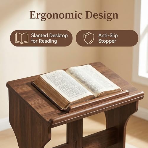 Prayer Kneeler Wooden Bench Stool with Padded Cushion and Storage Shelf - Heavy Duty Solid Wood Prayer Kneeler for Kneeling at Home and Church - Comfortable Padded Religious Kneeling Stool for Worship