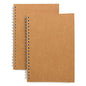 Soft Cover Spiral Notebook Journal 2-Pack, Blank Sketch Book Pad, Wirebound Memo Notepads Diary Notebook Planner with Unlined Paper, 100 Pages/ 50 Sheets, 7.5 inch x 5.1 inch (Brown) - size: Pack of 2