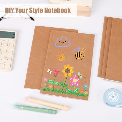 EOOUT 24 Pack Blank Kraft Notebooks, A5 Journals Notebook Bulk, Unlined Paper Sketchbooks, 8.3x5.5in 60 Pages Travel Journal Set for Journaling, Student, Kids, Writing - style: Blank-24pack