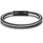 Men's Leather Bracelet, Stackable Stainless Steel Clasp Bracelets for Men Stylish Birthday, Thanksgiving, Valentine's Day Gift for My Man - style: 9" Silver and Black Cord