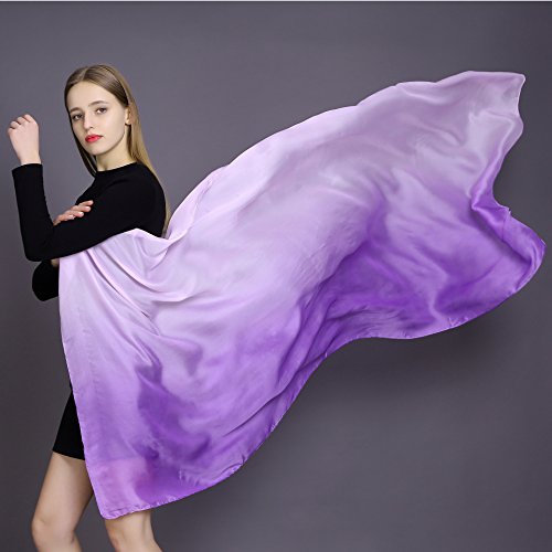 Cotton Silk Scarf Elegant Soft Wraps Color Shade Scarves for Women - color: Purple