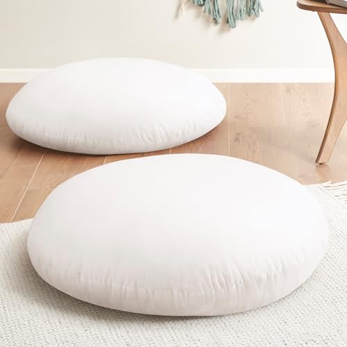 Codi Round Floor Pillow Insert 2 Sets, Large Thick Meditation Cushion, Circular Seating Cushions and Pouf Inserts, 32 Inch, Memory Foam Added, Advanced - color: White (Insert Only), size: 2 Pack