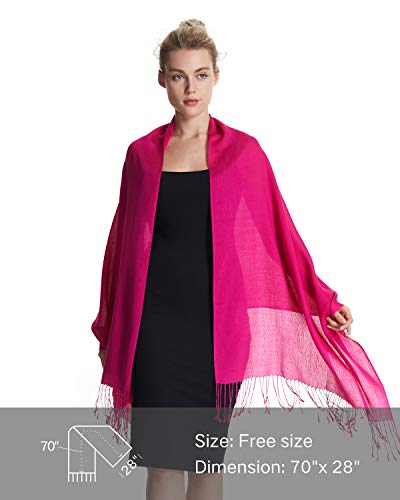 EURKEA Women's Scarf Pashmina Silky Soft Shawls Wraps Stole for Evening, Wedding and Gift - color: Fuchsia