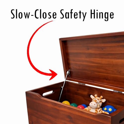 Fully Assembled, Solid Wood Storage Chest with Lid & Handles, Wooden Box, Organizer, Storage, Birthday, Gift, Blankets, Clothes, Keepsakes, Anti-Slam Hinges, 30” Professional Mahogany Finish