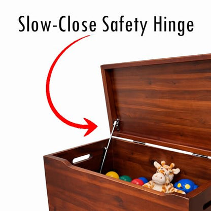 Fully Assembled, Solid Wood Storage Chest with Lid & Handles, Wooden Box, Organizer, Storage, Birthday, Gift, Blankets, Clothes, Keepsakes, Anti-Slam Hinges, 30” Professional Mahogany Finish