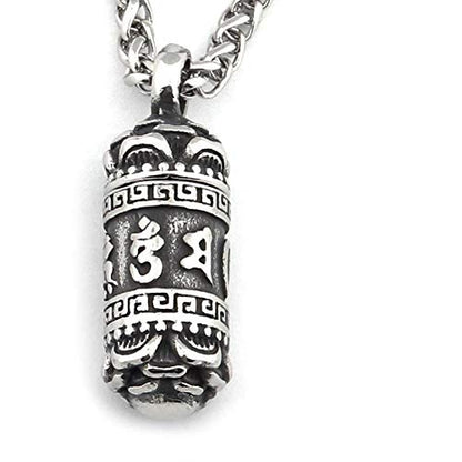 Tibetan Mantra Necklace Stainless Steel Keel Chain Meditation Healing Six Words Buddhist Jewelry Men Women