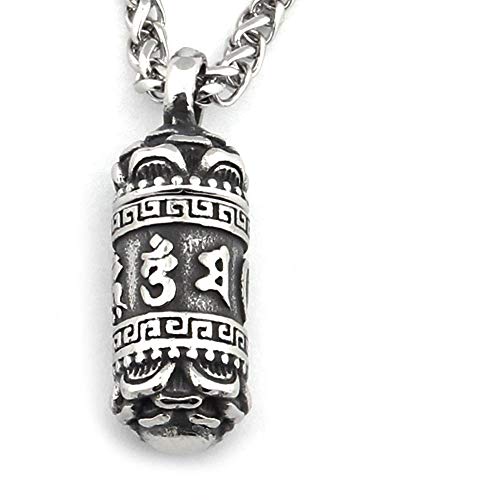 Tibetan Mantra Necklace Stainless Steel Keel Chain Meditation Healing Six Words Buddhist Jewelry Men Women