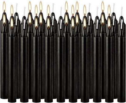 YOROXRG Set of 40 Black Candles – Spell Chime Candles for Halloween, Rituals, Prayer, Birthdays, Meditation, Altar - 4 Inch Tall, Unscented - color: Black-4" 40