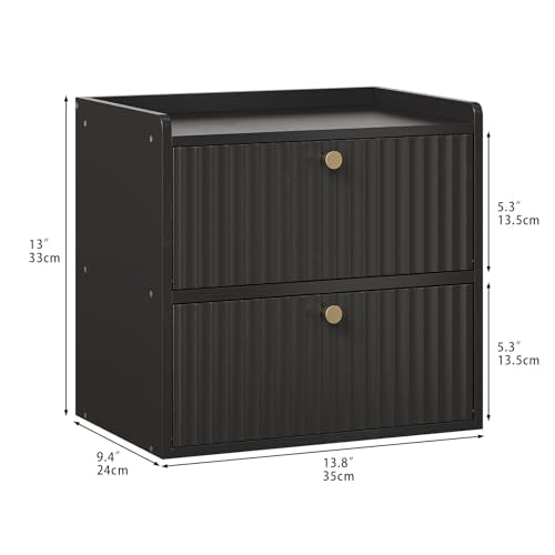 Trironsun Rustic Bread Box for Kitchen Countertop Bamboo Bread Storage Container Bin Double Layer BreadBox Farmhouse Large Capacity Food Organizer Black - color: Black