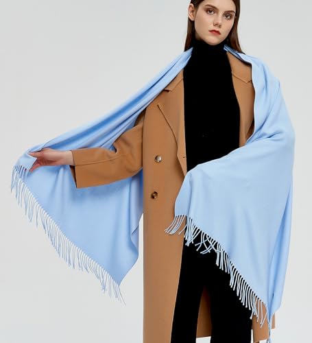Pashmina Shawls and Wraps Scarfs for Women Wedding Party Winter Warm Long Solid Color - color: Sky Blue