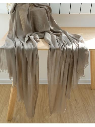 Jeelow Solid Color Scarf Wrap Shawl for Women Men – Soft Lightweight Head Scarf, All Season, Travel Beach Office Daily Wear - color: Brown Hollow Out