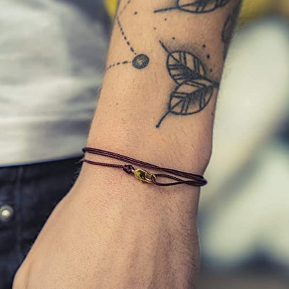 Made by Nami Nautical Rope Bracelet for Men Waterproof & Adjustable Wrap String Bracelets with Snap Hook Gift for Him - color: Ruby Red Gold