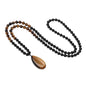 COAI Teardrop Pendant Necklace 108 Mala Stone Beaded Necklace, Prayer Beads Necklace for Women - style: Onyx & Tiger Eye