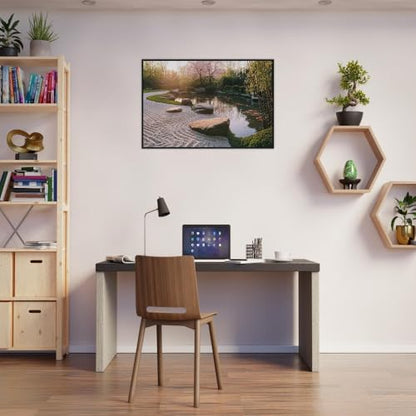 Artful Walls Zen Garden Wall Art – Tranquil Design with Raked Gravel, Moss Stones, etc., Wall Decor Size 40x50 cm / 16x20″ - size: 15.8L" x 19.7W"