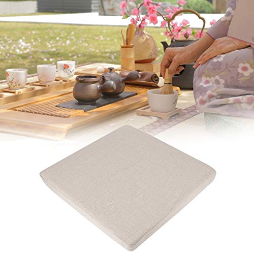 Household Square Floor Cushion for Yoga and Meditation, Removable Washable Meditation Mat Cushion - color: Square linen beige