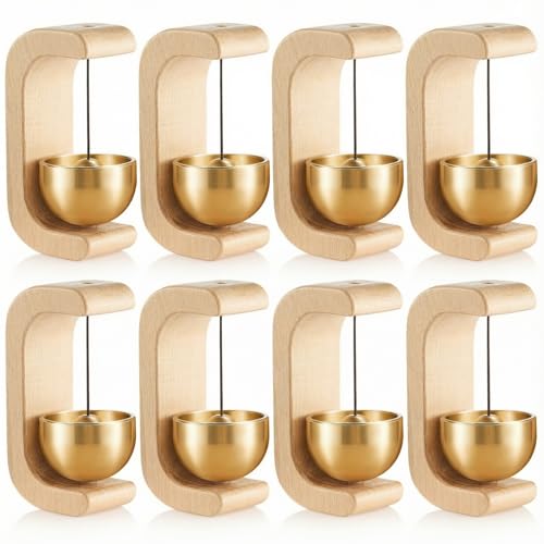 Zonon 8 Pcs Magnetic Wooden Wind Chime Doorbell Decoration Shopkeepers Bell for Door Opening C Shape for Housewarming Gift Refrigerator Room Garden Restaurant (Nature Beech) - color: Nature Beech