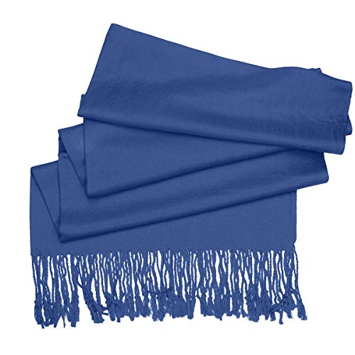 Falari Women's Soft Solid Color Pashmina Shawl Wrap Scarf, for Wedding, Bridesmaid Gifts, Evening Dress - color: Light Navy