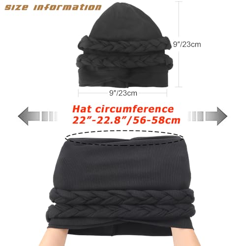 DRESHOW African Turban for Women Knotted Hairwraps for Sleeping Turban Headwraps Head Warmer Scarf for Black Women Chemo Cap - color: 1 Pack With Two Twisted Braids: Black