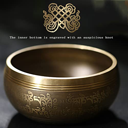 Handmade Singing Bowl Meditation Sound Bowl Yoga Meditation Sound Therapy Bowl Meditation Bowl Ornament for Healing Prayer，9.5cm