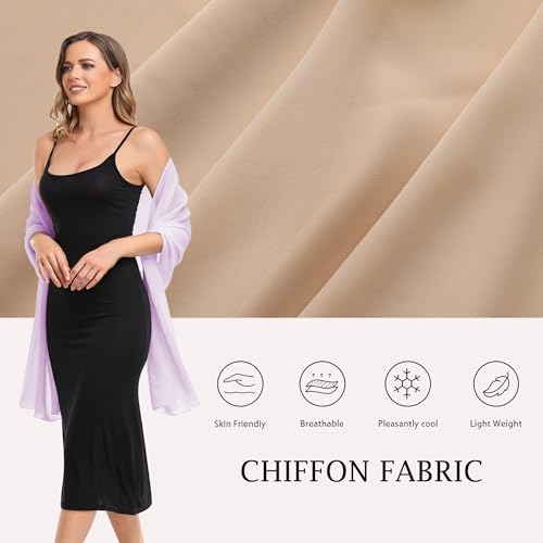 Shawls and Wraps for Evening Dresses Sheer Chiffon Women Elegant Soft Silky Wraps Wedding Bridal Scarf - color: Lavender, size: 79*26‘’