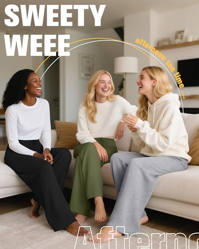 3 Pack Women's Lounge Pants Cozy Wide Leg Yoga Pants Casual Drawstring Loose Baggy Sweatpants with Pockets - color: Black, Light Heather Gray, Army Green, size: Medium