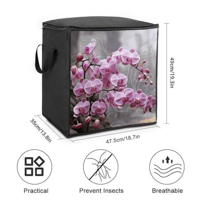 Clothes Storage Bag Personalized Durable Foldable Large Toy Storage Bags with Zipper Moving Bags Luggage Organizer Pink Orchid Printed Bags