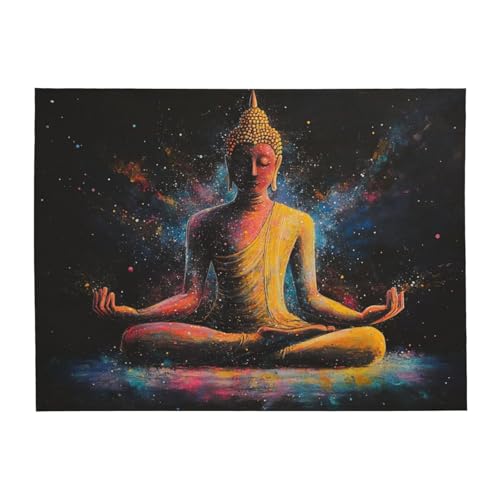 Zen Meditation Fleece Blanket, Ultra-Soft Flannel Throw Featuring Seated Buddhist Monk,Peaceful Design for Yoga,Mindfulness,Couch & Bedroom Decor,Lightweight and Warm,Anti-Wrinkle 60X80 Inch