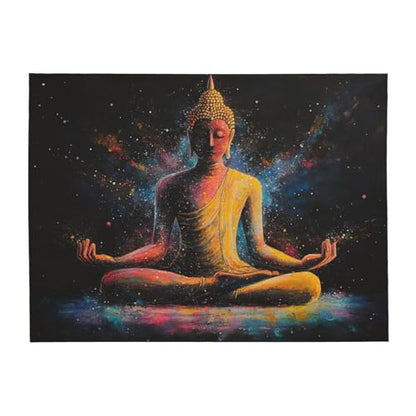 Zen Meditation Fleece Blanket, Ultra-Soft Flannel Throw Featuring Seated Buddhist Monk,Peaceful Design for Yoga,Mindfulness,Couch & Bedroom Decor,Lightweight and Warm,Anti-Wrinkle 60X80 Inch
