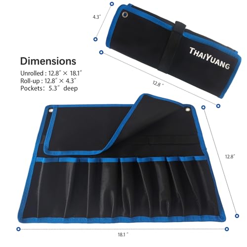 Roll Up Wrench Pouch SAE, Heavy Duty Canvas Tool Wrench Organizer Bag 10+10 Pockets (Only Pouch)
