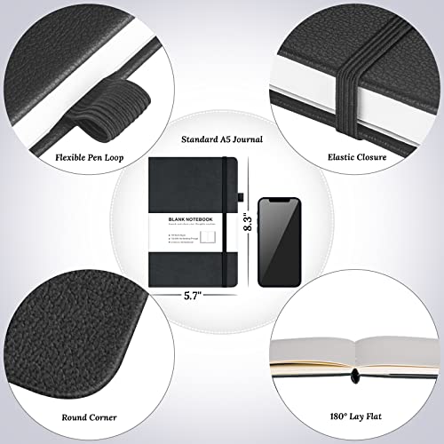 Blank Journal Notebook, 7 Pack Leather Unlined Notebook Journal for Women Men, Plain Notebooks Bulk for School, Work, Sketchbook, Writing, Drawing, 120 GSM Thick Paper, Hardcover, A5, Multi Colors - style: Plain