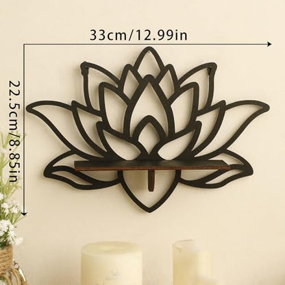 1pcs new Home Lotus Wood Shelf Black Corner Shelf Display Stand Crystal Stone Essential Oil Wall Organizer Room Decors Aesthetic Home Decor Home Decoration Gift