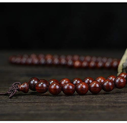 JAJAFOOK 6/8/10/12mm Unisex Mala Traditional 108 Beads Natural Red Sandalwood Bracelet Buddhist Meditation Prayer Beads Mala Necklace - style: 10mm*108beads