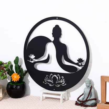 KOYILTD Black Metal Zen Wall Art Buddha Wall Decoration Spiritual Meditation Decor Zen Room Decor Lotus Wall Decor For Bedroom Living Room Yoga Studio Office (Tai Chi)