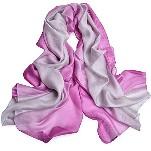Cotton Silk Scarf Elegant Soft Wraps Color Shade Scarves for Women - color: Gradient - Rose Purple