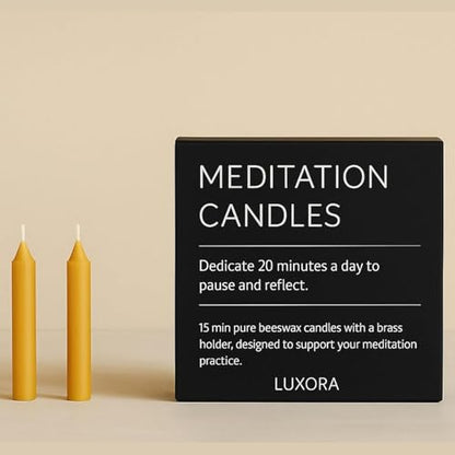 Australian Made 20 Minute Pure Beeswax Mini Meditation Candles, Non Toxic Beeswax Meditation Candle Set with Brass Holder for Intention Setting, Stress Relief, and Daily Meditaiton Mindful Moments - size: Set with Holder (15pcs)